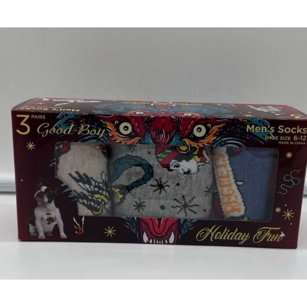 Good Boy Mens Set of Three Holiday Socks